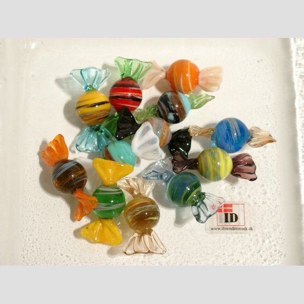 Glas Mini Bolsjer - Rund/Mnster - 3cm Bolsjer 12stk
