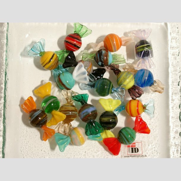 Glas Mini Bolsjer - Rund/Mnster - 3cm Bolsjer 18stk