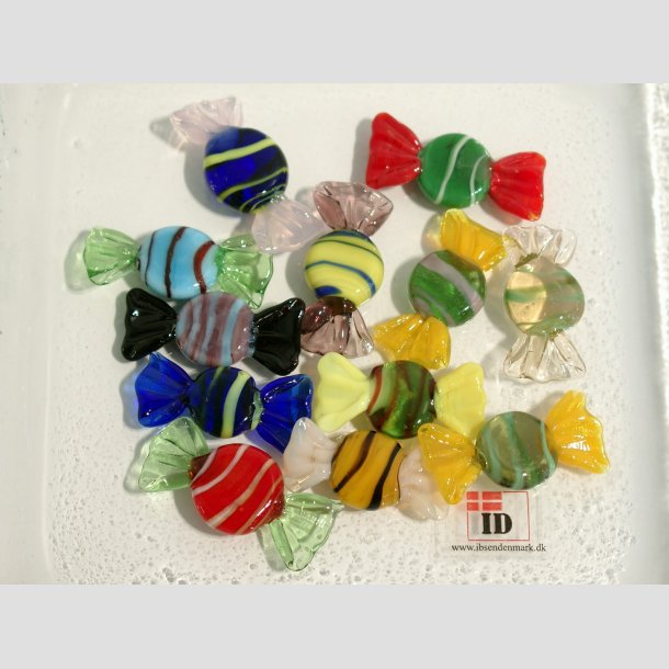 Glas Mini Bolsjer - Runde - Flad - 3cm Bolsjer 12stk