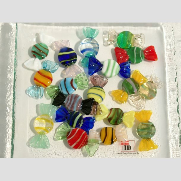 Glas Mini Bolsjer - Runde - Flad - 3cm Bolsjer 18stk
