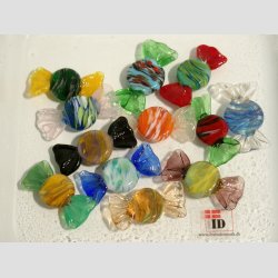 Glas Mini Bolsjer - Runde - Flade - Mnster - 3cm