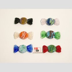 Glas Mini Bolsjer - Runde - Flade - Mnster - 3cm