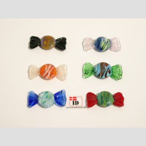 Glas Mini Bolsjer - Runde - Flade - Mnster - 3cm