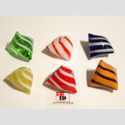 Glas Bolsjer - Trekantet &amp; Striber - 1 Pakke med 6 stk Asst. - Dia 2-3cm