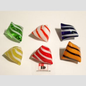 Glas Bolsjer - Trekantet & Striber - 1 Pakke med 6 stk Asst. - Dia 2-3cm