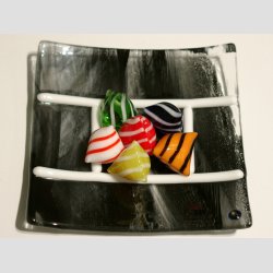 Glas Bolsjer - Trekantet &amp; Striber - 1 Pakke med 6 stk Asst. - Dia 2-3cm