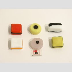 Glas Konfekt Bolsjer - Gul/Orange -1 Pakke med 6 stk Asst. - 2cm