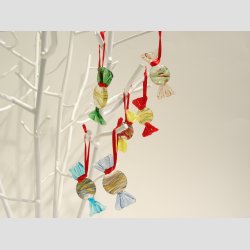 Glas Bolsjer - 6 Stk Rund/Flad/Mnster - Asst. - 5cm