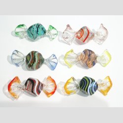 Glas Bolsjer - Firkantet &amp; Skve - 1 Pakke Med 6 stk Asst. - 5cm