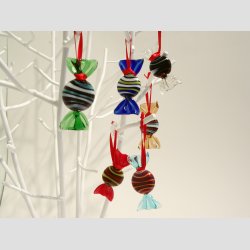 Glas Bolsjer - Rund/Flad Med Snor - 1 Pakke Med 6 stk Asst. - 5cm