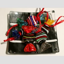 Glas Bolsjer - Rund/Flad Med Snor - 1 Pakke Med 6 stk Asst. - 5cm