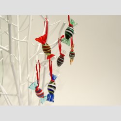 Glas Bolsjer - Ovale Med Snor - 1 Pakke Med 6 stk Asst. - 5cm