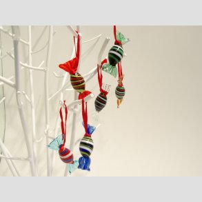 Glas Bolsjer - Ovale Med Snor - 1 Pakke Med 6 stk Asst. - 5cm