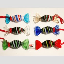 Glas Bolsjer - Ovale Med Snor - 1 Pakke Med 6 stk Asst. - 5cm