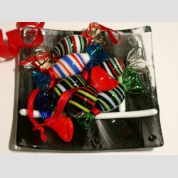 Glas Bolsjer - Ovale Med Snor - 1 Pakke Med 6 stk Asst. - 5cm