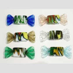 Glas Karamel Bolsjer - Mnster - Pakke 6 stk Asst. - 5cm