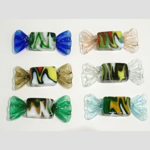 Glas Karamel Bolsjer - Mnster - Pakke 6 stk Asst. - 5cm