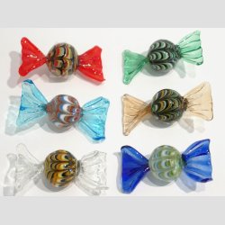 Glas Bolsjer - 6 stk Runde/Mnster - Asst. - 5cm