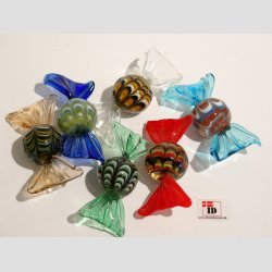 Glas Bolsjer - 6 stk Runde/Mnster - Asst. - 5cm