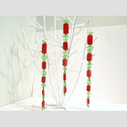 Julepynt - Glas Uro - Bolsjer Karameller - St med 5 Stk Rd/Grnne - 30cm