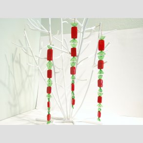 Julepynt - Glas Uro - Bolsjer Karameller - St med 5 Stk Rd/Grnne - 30cm