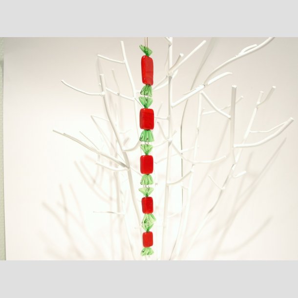 Julepynt - Glas Uro - Bolsjer Karameller - St med 5 Stk Rd/Grnne - 30cm ID Deko1