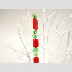 Julepynt - Glas Uro - Bolsjer Karameller - St med 5 Stk Rd/Grnne - 30cm