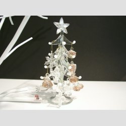 Glaskunst Juletr - Nord Stjernen - Med Sne og Guld &amp; Slv Pynt - 18 cm