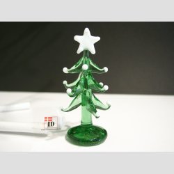 Grantr i Glas - Grn med Hvid Stjerne/Sne - 8cm 