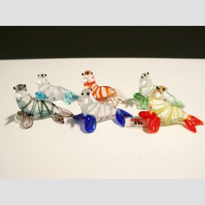 Glas Figur - Hvalros - Striber/Skg - 3,5cm