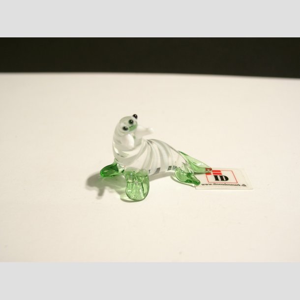 Glas Figur - Hvalros - Striber/Skg - 3,5cm Gr&oslash;n