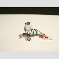 Glas Figur - Hvalros - Striber/Skg - 3,5cm