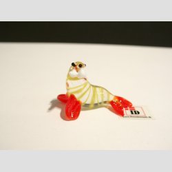 Glas Figur - Hvalros - Striber/Skg - 3,5cm