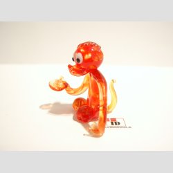 Zoodyr Glasfigur - Abe - Siddende med store jne - Klar/Rd Glas - 4-5cm