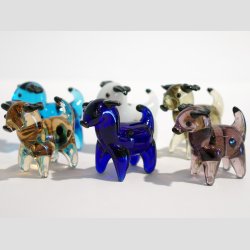 Glasdyr - Mini Hund - 6 Farver - 4cm