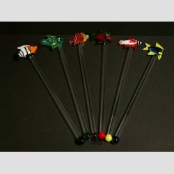 Dekoration / Drinkspinde - Fisk - 18cm - 1 St 6 Asst.