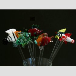 Dekoration / Drinkspinde - Fisk - 18cm - 1 St 6 Asst.