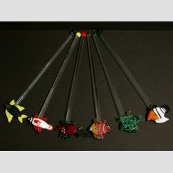 Dekoration / Drinkspinde - Fisk - 18cm - 1 St 6 Asst.