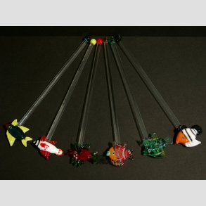 Dekoration / Drinkspinde - Fisk - 18cm - 1 St 6 Asst.