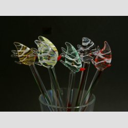 Drinkspinde / Dekorations - Med Fisk - 18cm - 1 St 6 Asst.