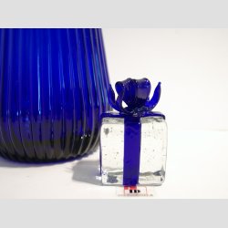 Gave Pakker i Massiv Glas - Klar/Bl - Bl Sljfe - 3cm