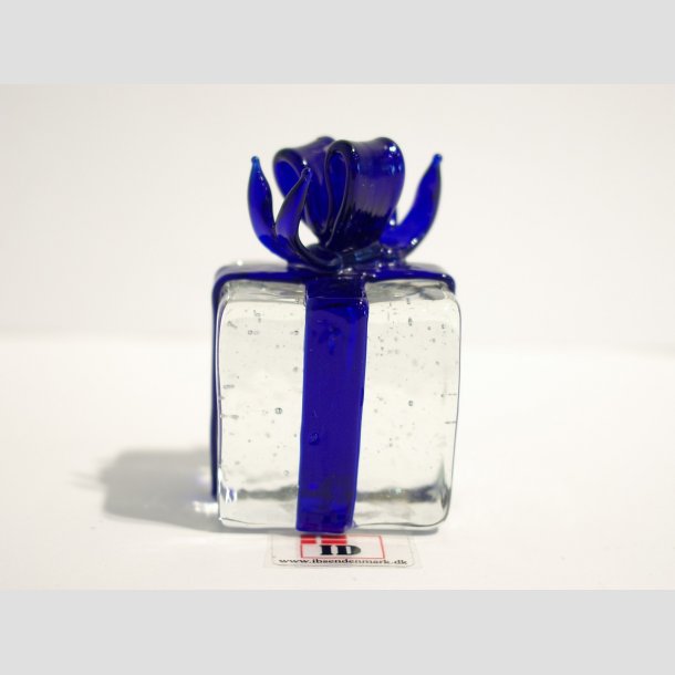 Gave Pakker i Massiv Glas - Klar/Bl - Bl Sljfe - 3cm ID Deko1