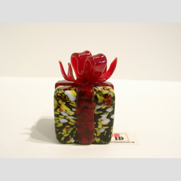 Gave Pakker I Glas - Grn/Prikker - Rd Sljfe - 3cm ID Deko1