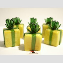 Gave Pakker i Massiv Glas - Gul/Grn Forrsgave - Grn Sljfe - 3cm