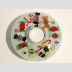 Fyrfad Lysestage - Fyrfad Drmmelys Med Ibsen Glas Figurer - "Candy" - H5 D13cm