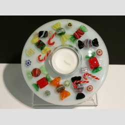 Fyrfad Lysestage - Fyrfad Drmmelys Med Ibsen Glas Figurer - "Candy" - H5 D13cm