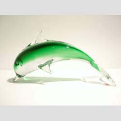 Delfin - Stende Klar/Grn Glas Delfiner