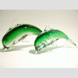 Delfin - Stende Klar/Grn Glas Delfiner