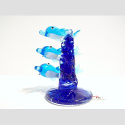 Tre Delfiner P Koral Sten - Bl - 9cm