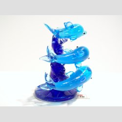 Tre Delfiner P Koral Sten - Bl - 9cm